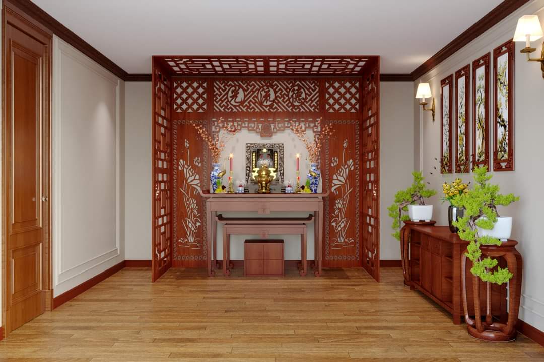 Vách CNC phòng Thờ Tổ Tiên